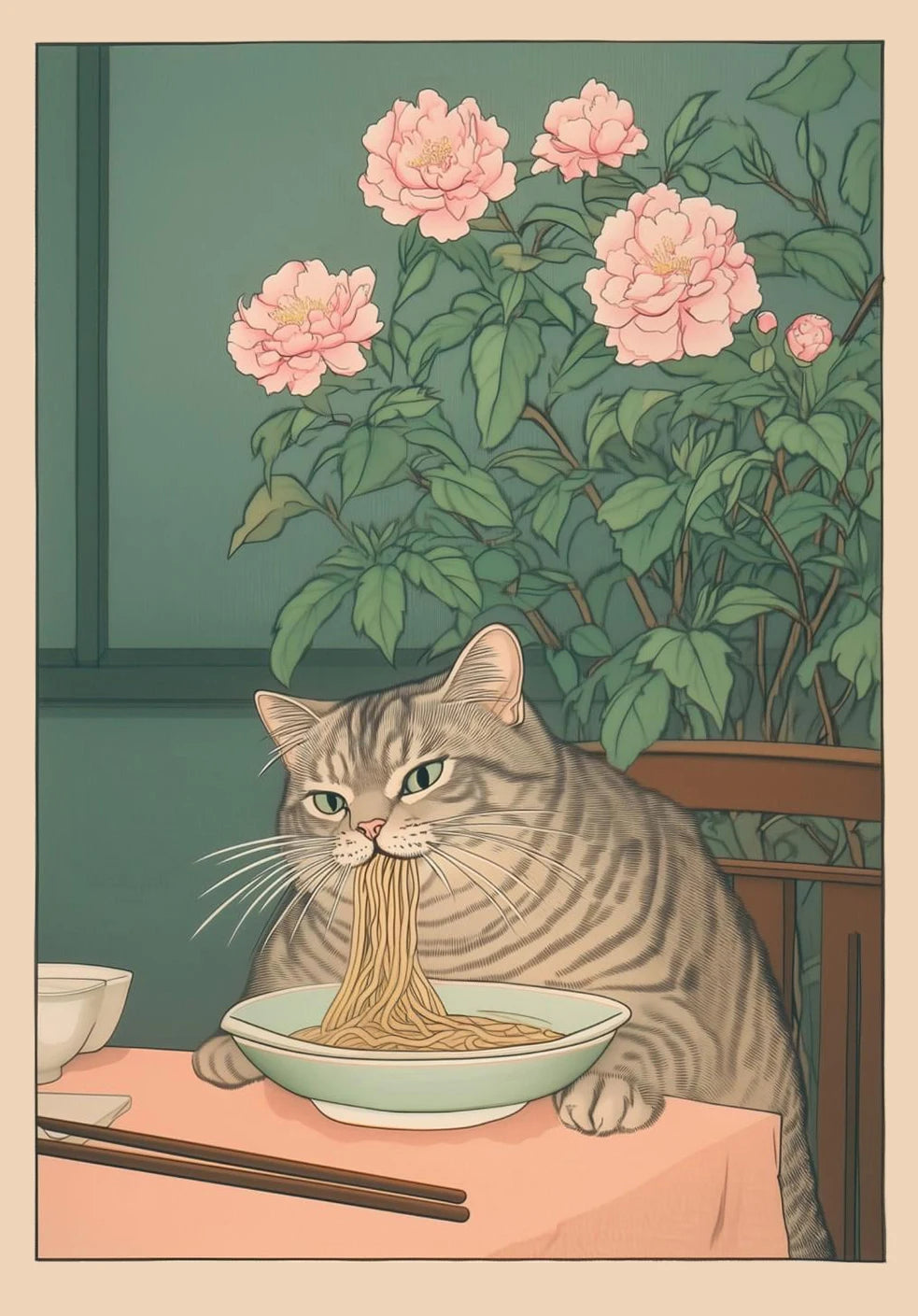 Poster Japonês inspirado em gatos
