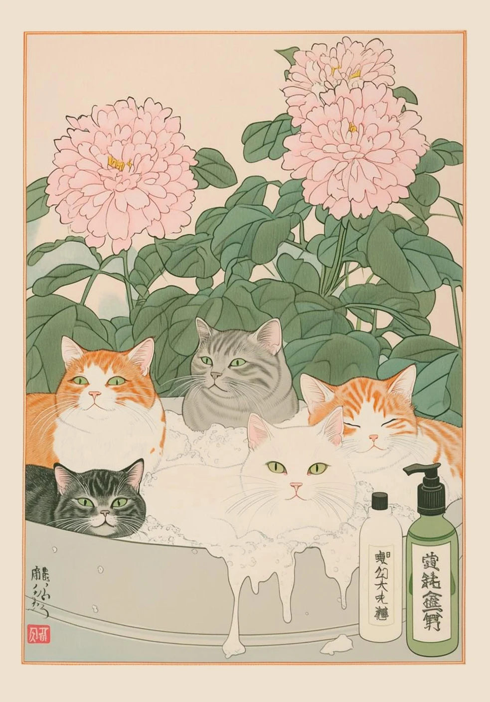 Poster Japonês inspirado em gatos