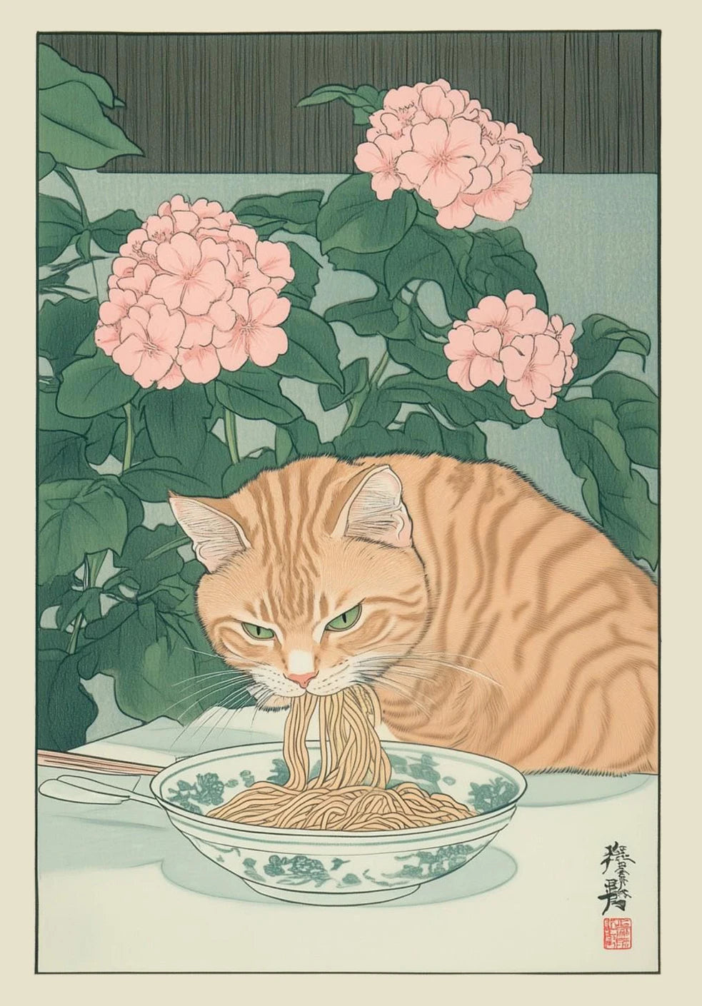Poster Japonês inspirado em gatos