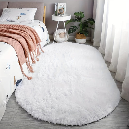 Oval shaped soft plush rug