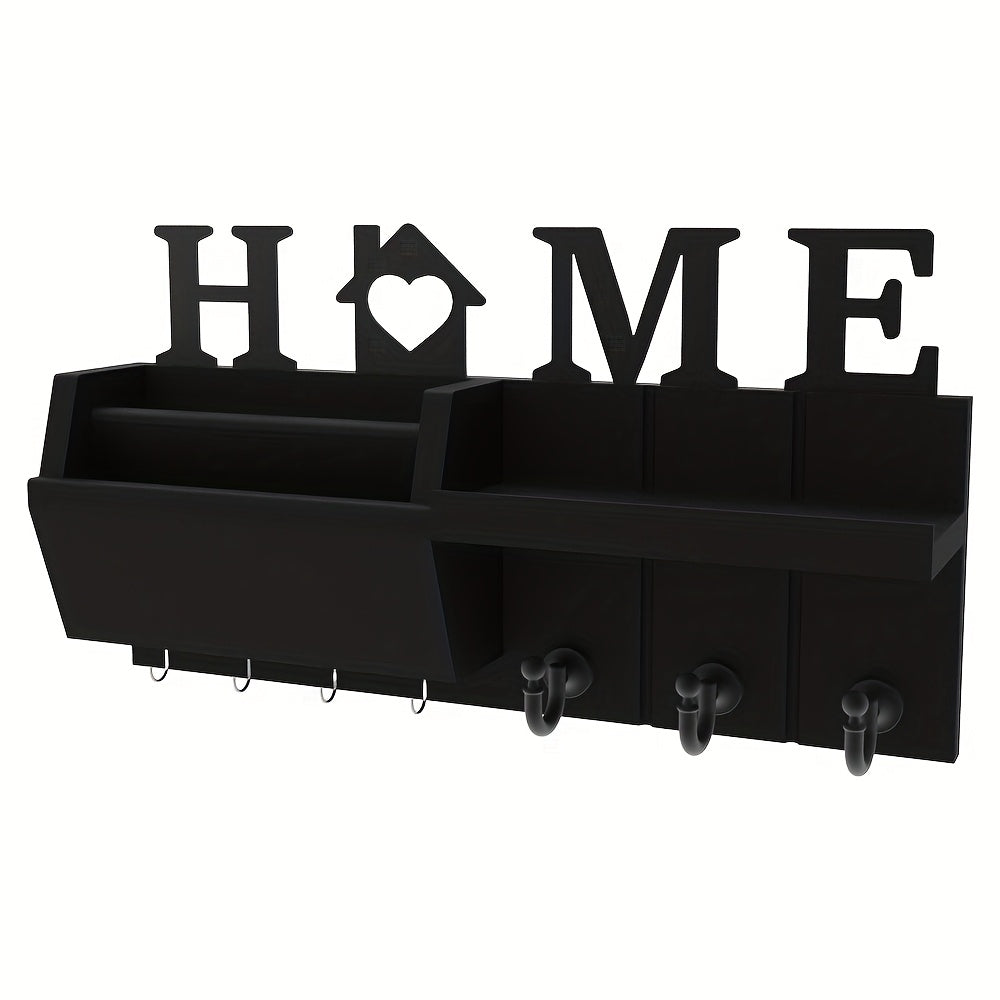 Rustic wall organizer in solid white birch wood