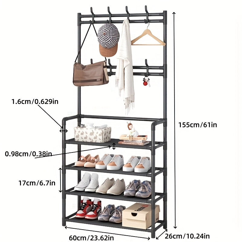 Coat rack with shoe rack for entrance