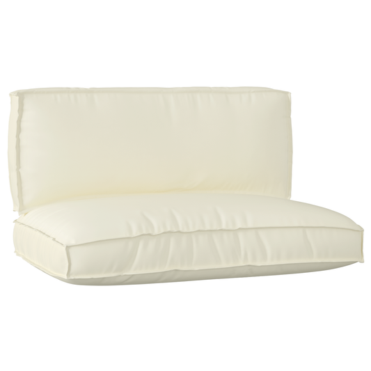 Conjunto de Almofadas para Palete 2 pcs Creme 120 x 80 x 12 cm