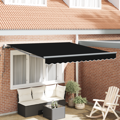 Toldo Retrátil Preto 300 x 250 cm Tecido e Alumínio