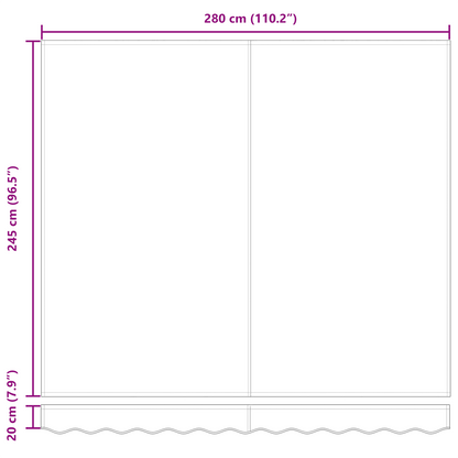 Toldo Retrátil Preto 300 x 250 cm Tecido e Alumínio