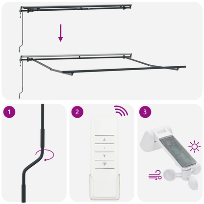 Toldo Retrátil Bege 300 x 250 cm Tecido e Alumínio