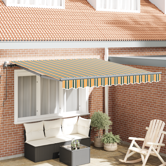 Toldo Retrátil Verde e amarelo 350 x 250 cm tecido