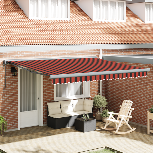 Toldo Retrátil Manual amarelo e laranja 400 ×350 cm tecido