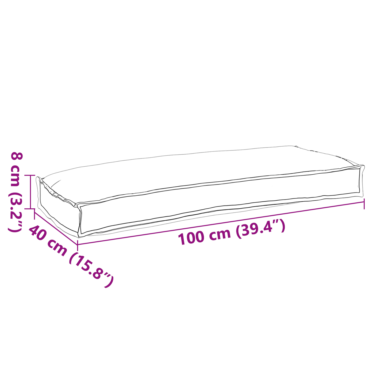Conjunto de Almofadas para Palete 2 pcs Preto 100 x 40 x 8 cm