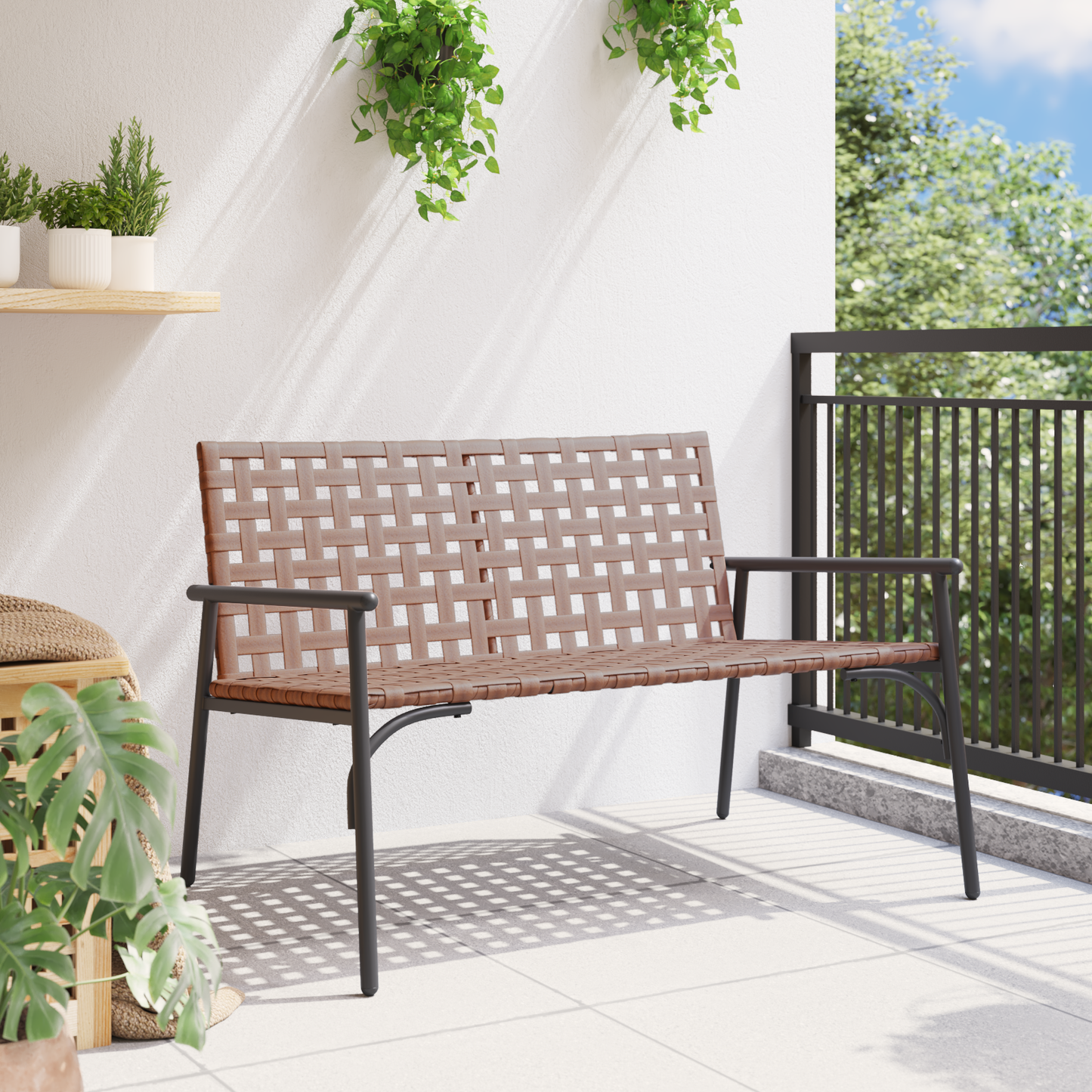 Cadeira de Jardim Preto 113 x 79 x 75cm vime PE