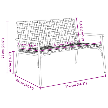 Cadeira de Jardim Preto 113 x 79 x 75cm vime PE